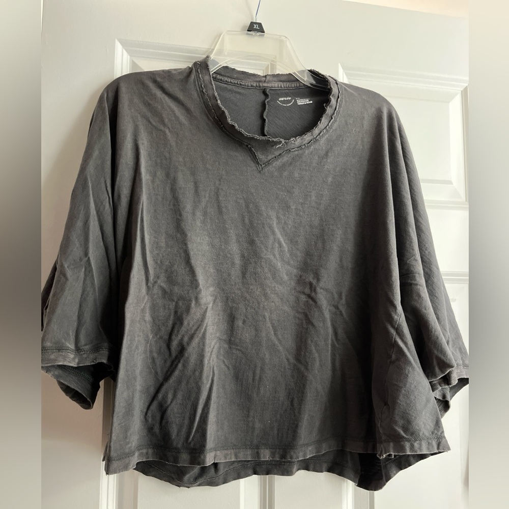 aerie Washed Charcoal Summerhouse Crewneck Tee